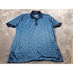Jack Nicklaus Men's all‎ over print Polo Shirt Blue Size 2XL Polyester StayDri